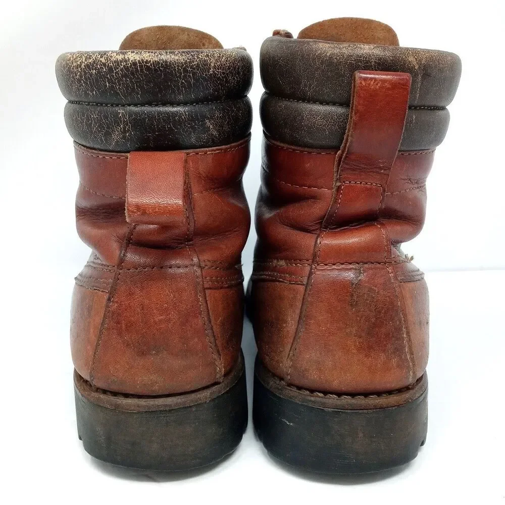 Vintage HERMAN Made in USA Leather Work Boot Size 7.5 VIBRAM Sole